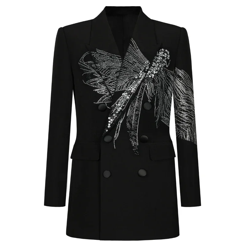 Women's 2025 Spring Autumn New High-end Quality Tailored Coats Hot Diamond Women's Small Suit Jackets Women's Long Sleeve Tops