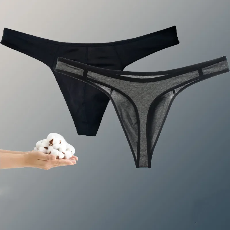

Sports Solid Men Thong Male Cotton Breathable G-String Seamless No Trace Sports Panties Sexy T-back Exotic Lingerie Plus Size