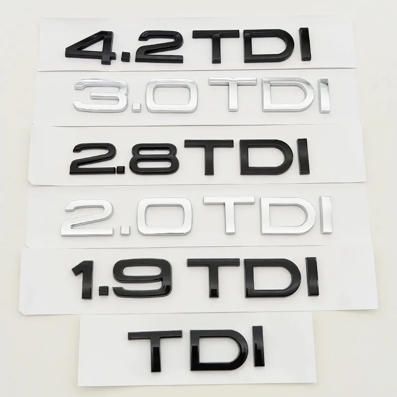 

3D ABS Car Letters 1.9 2.0 2.8 3.0 4.2 TDI Logo Badge Emblem Rear Trunk Sticker For Audi Auto Decals Decoration Accessorie
