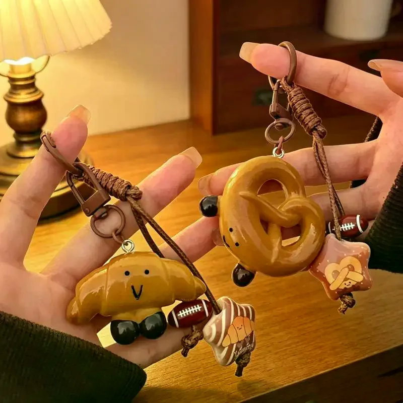 Cute Bread Shaped Keychains With Realistic Baked Food Appearance And Durable Lanyard For Bag Decoration Gift For Food Lovers