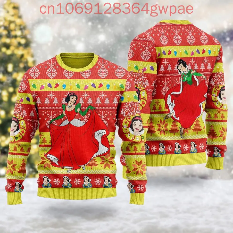 Disney Snow White And 7 Dwarfs Christmas Sweater Men's Women's 3d Print Ugly Sweater Princess Christmas Sweater Tops