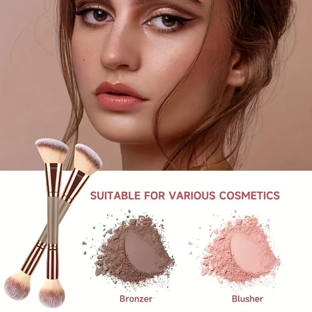 1Pc 2in1 Contour Blush Brush Setole in nylon morbido Manico in ABS per tutti i tipi di pelle Viso Guancia Trucco Kit di strumenti professionali in polvere