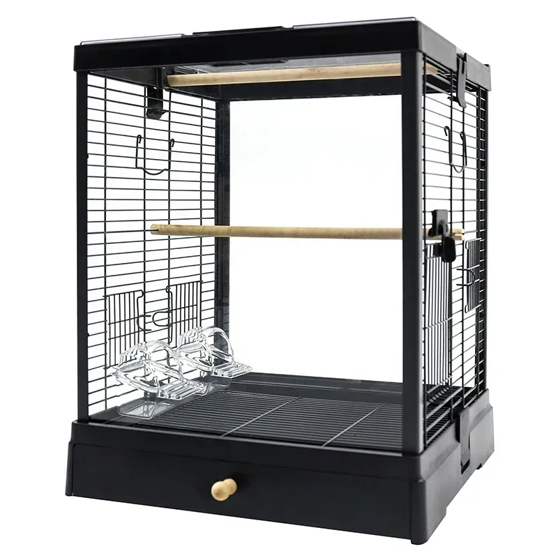 Viewing Bird  Parrot Cages, High Transparent Panoramic Glass Villas, Household Accessories Collection