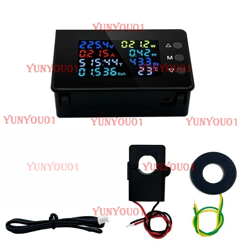 AC301 AC 50-300V 0-20/100A Digital Power Energy Voltmeter Ammeter Voltage Wattmeter Kwh Temperature AC Electricity Meter