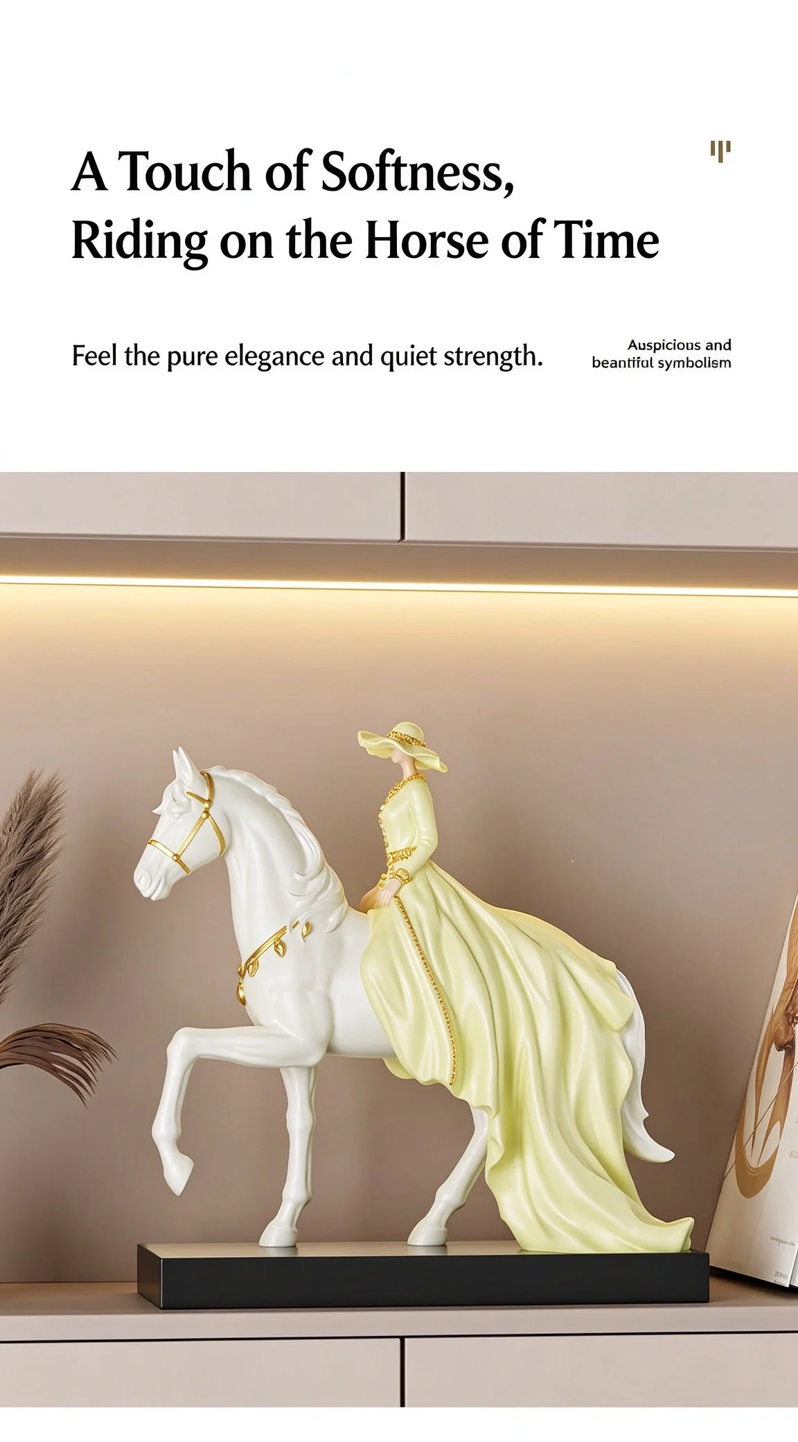 High-End Light Luxury Horse-Riding Princess Art Sculpture Creative Decoration for Hotel, Homestay, Study Room, Living Room, and Tv Cabinet