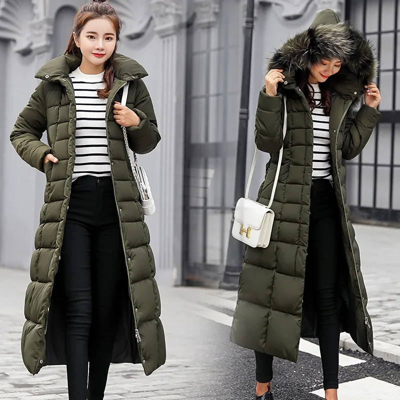 2024 New Winter Jacket Women\'s Warm Fashion Long Cotton Coat  Thick Fur Collar