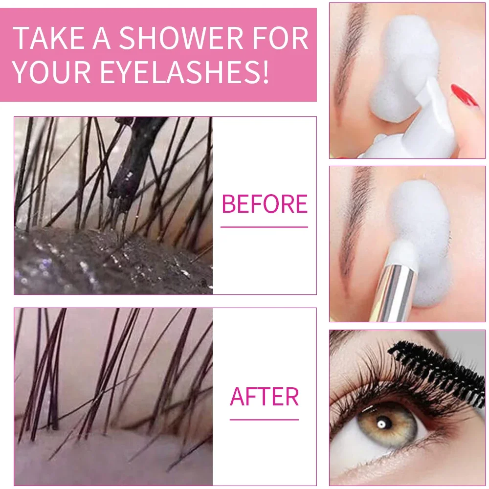 60ml Eyelash Extension Shampoo Foam Professional Cleaner Mousse Wash Oil Dustcare Makeup Remover Glue Home Salon use custom logo