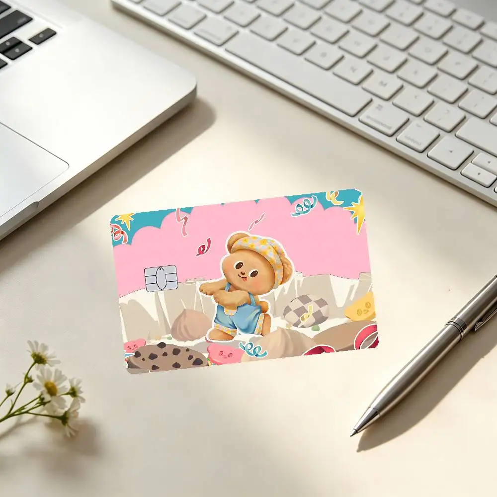 Cute B-butter Bear Card Stickers Credit Card DIY Card Protector Stickers Waterproof Film Skin Cover
