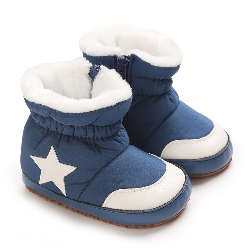 0-1 Year Baby Winter Cotton Snow Boots Plush Ankle Protection Soft Sole Star Casual Walking Shoes