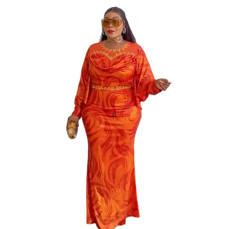 

Elegant plus Size African Dashiki Long Dress for Women Ankara Outfit Robe Autumn Wedding Party Clothing