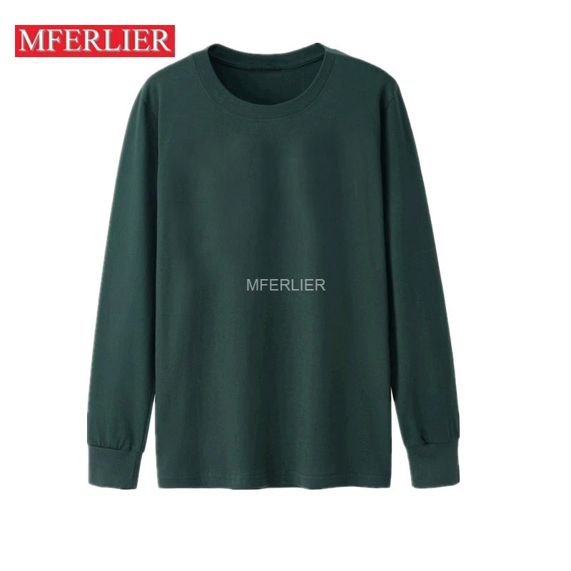 Spring Autumn 135kg 7XL Oversized T-shirt Men 6XL Bust 136cm Long Sleeve Cotton Large Size Loose T-shirt