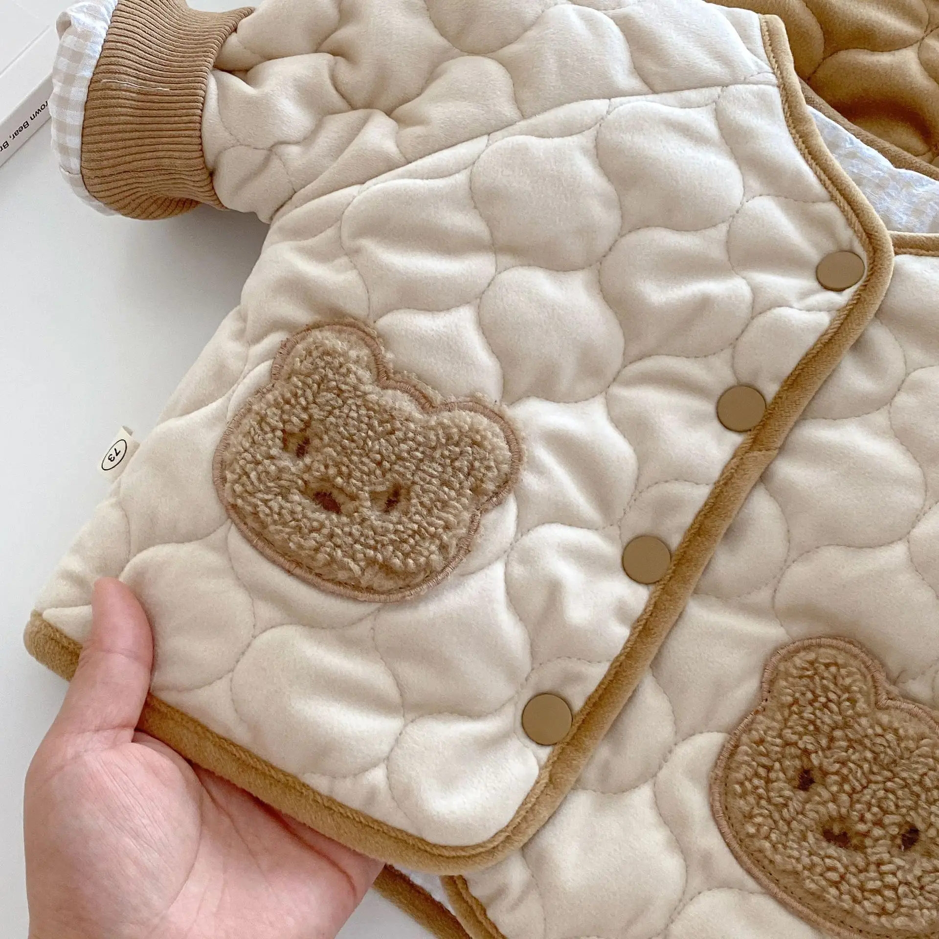 2024 Winter Baby Coat Cute Cartoon Bear Toddler Boys Girls Warm Jackets 0-5Y Children\'s Clothes Kids Thickened Outerwear