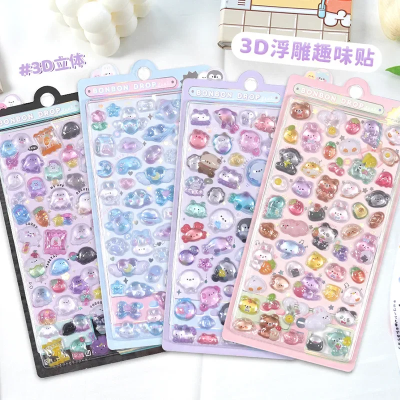 3D Crystal Puffy Animal Stickers for Kids DIY Craft Laptop Phone Case Scrapbook Album Decor Supply