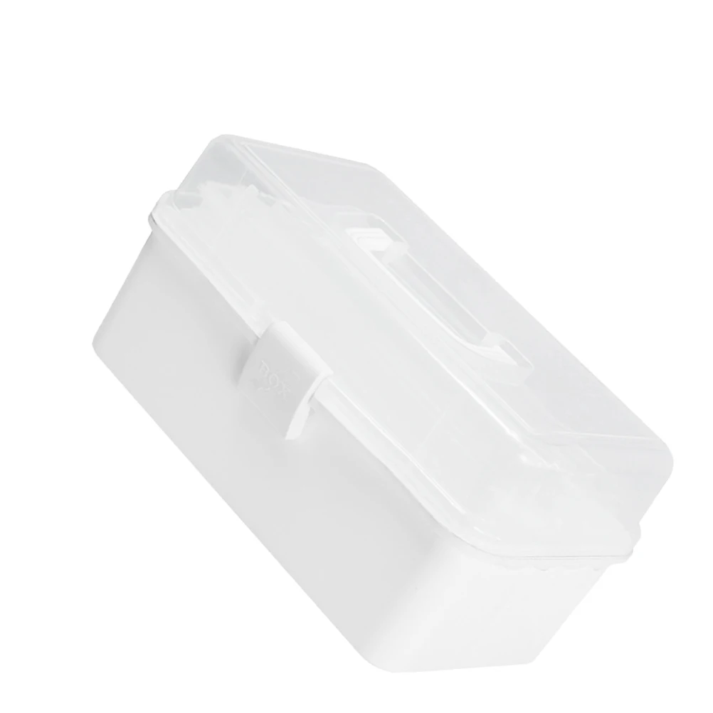

Multifunctional First Aid Kit Transparent Medicine Storage Container Child Lock 180 Degree Rotation Holder Portable for Pills