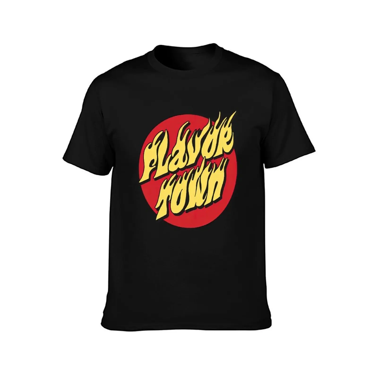 Flavor Town Skater T-Shirt, Summer Casual Cotton Tee, Oversized Streetwear Tops, Vintage Graphic Print, Loose Fit Short Sleeve