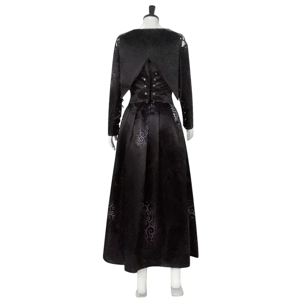 Bellatrix Cosplay Costume Adult Women Black Long Dress Suit Movie Halloween Outfit Uniform Party Disguise Roleplay Carnival