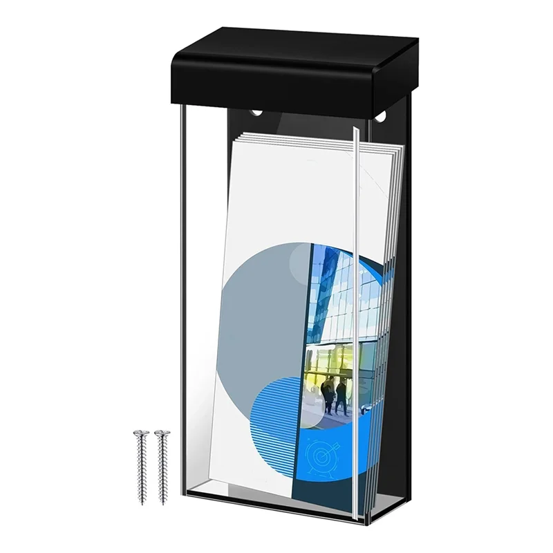 

ABZV-Clear Acrylic Lid Waterproof Outdoor Brochure Holder 4 X 9 Inch Wall Mount Literature Box For Pamphlets Menus