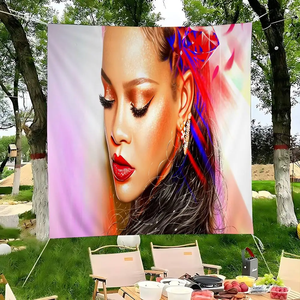 Hot Singer R-RIHANNAS Banner INS Style Outdoor Party Decoration Atmosphere Flag