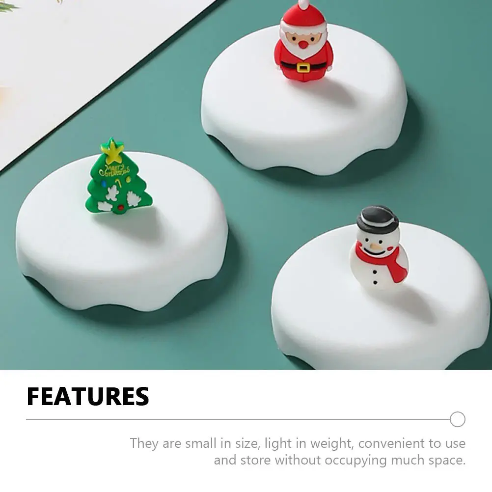 

2Pcs Christmas Silicone Cup Lids Adorable Leak Proof Mug Covers Heatproof Cartoon Party Supplies Silicone Cup Lids