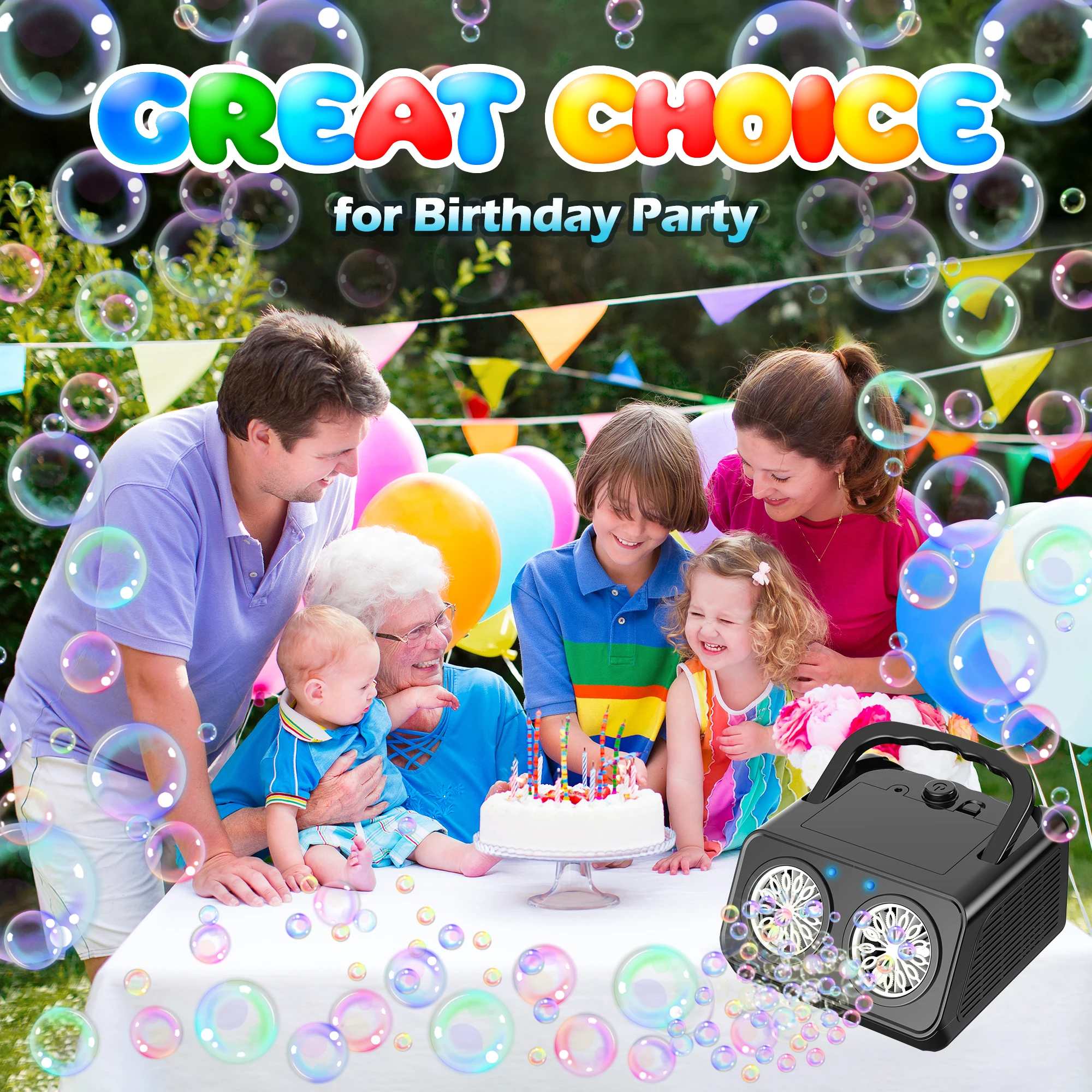 子供用バブルマシン、デュアルファン付き自動バブルおもちゃ、毎分15000個以上のバブル、誕生日、結婚式、パーティー用の屋外おもちゃ