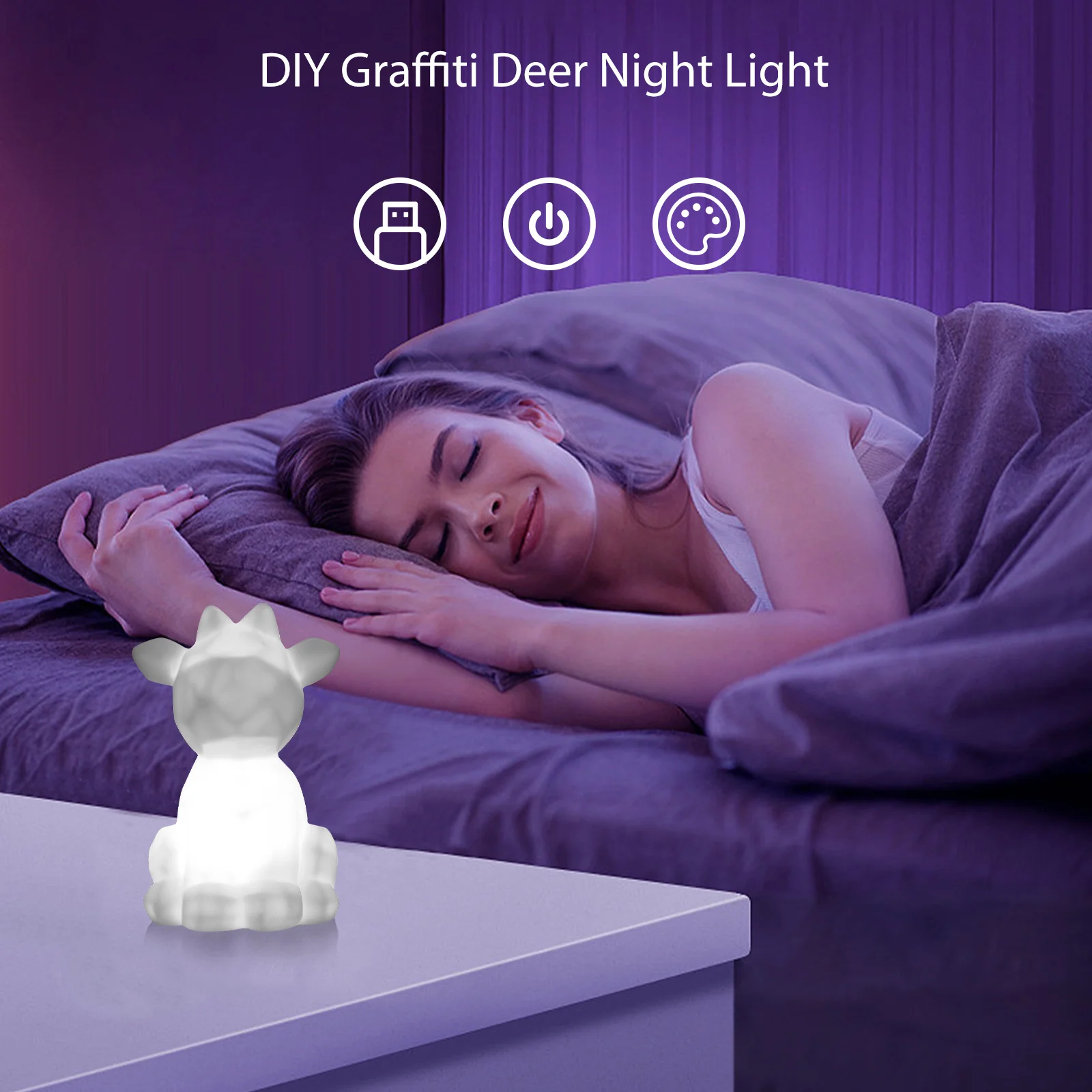 1 set fai da te doodle cervo luce notturna kit lampada geometrica incompiuta per l'arredamento della camera da letto pittura creativa progetto artigianale adulti