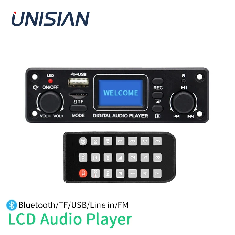 UNISIAN Digital Audio Player  Bluetooth MP3 Player Decoder Board 128*64 DOTS LCD USB SD BT FM Music Player Module TPM119B