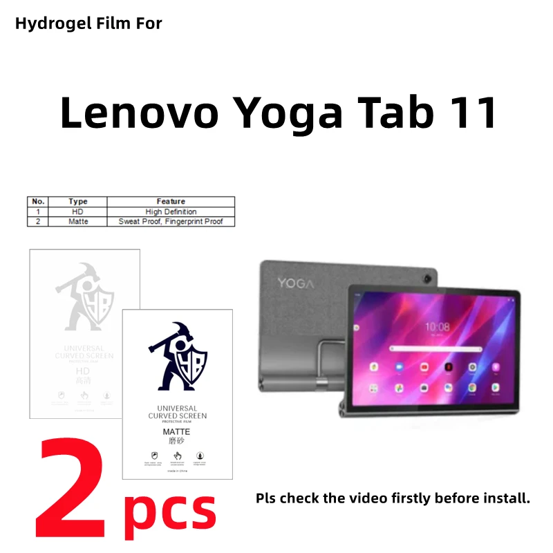 

2pcs HD Hydrogel Film For Lenovo Yoga Tab 11 Matte Screen Protector For Lenovo Yoga Tab 11 Clear Full Cover Protective Film