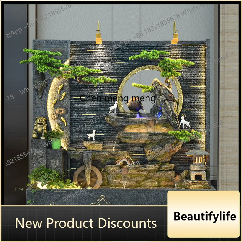 Rockery flowing fountain large floor-to-ceiling water curtain wall screen  water landscape decoration company opening ornament