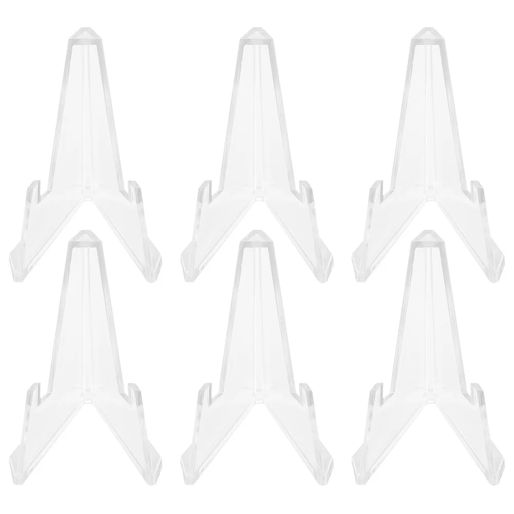 

6pcs Transparent Storage Racks Clear Acrylic Display Stands for Badges Coins Watches Jewelries Desk Organizers Triangle Holders