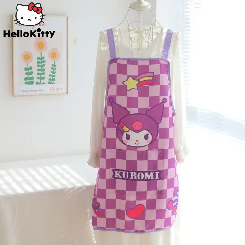 Sanrio Hello Kitty Melody Kuromi Pachacco Cartoon Household Apron Anime Cinnamoroll Adjustable Kitchen Cooking Apron Clean Apron