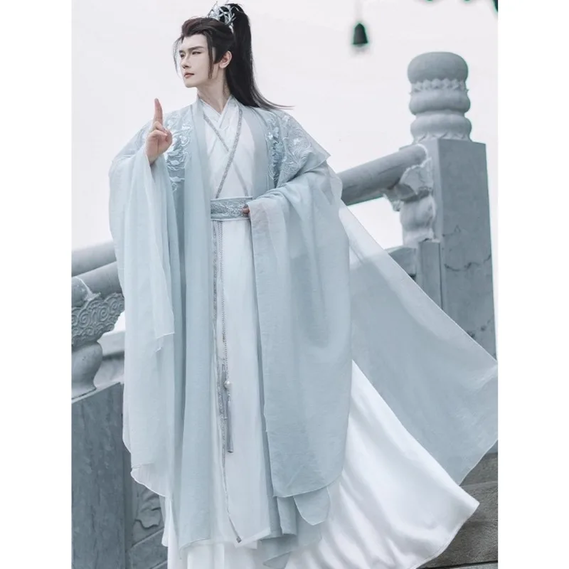 

Men Traditional Chinese Hanfu Robe Ethnic Style Ancient Han Dynasty Swordsman Clothing Vintage Cosplay Dance Costume Hanfu Dress