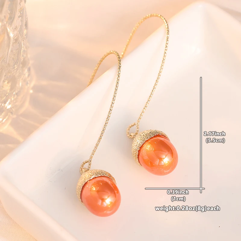 Retro Acorn Shaped Hanging Earrings Inlay Multi Color Gemstone Pendant Earrings For Women Daily Casual Jewelry Accessory view 6