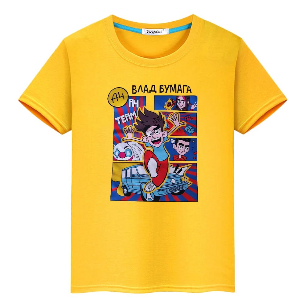 

Мерч А4 Print 100%Cotton Kawaii t shirt for kids boy 10year y2k one piece Vlad A4 Short anime Tops pride tshirt girls clothes