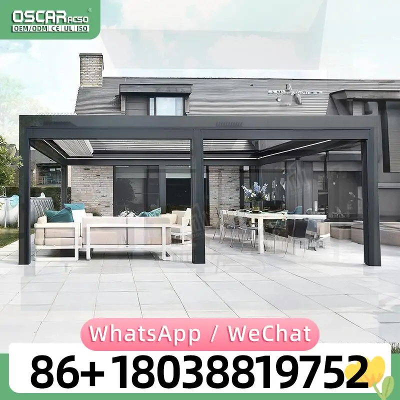 Retractable Louvered Canopy Patio Rain Resistant Movable Aluminum Pergola 4x6 for Garden Balcony Terrace pergola