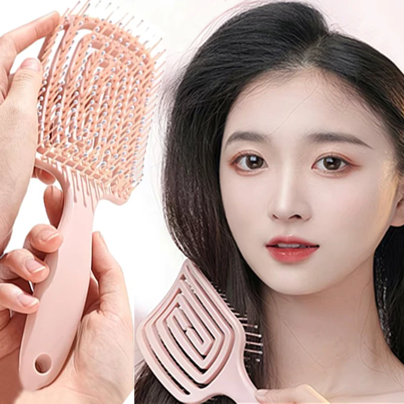 

1Pcs Elastic Massage Comb Hollow Cushion Hair Brush Scalp Massage Combs Hair Styling Detangler Fast Blow Drying Detangling Tools