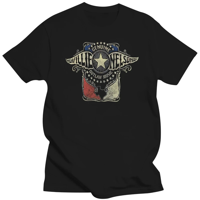 Willie Nelson Outlaw Music T-Shirt Tee Rock n Roll Bands BLACK Mens Woman  S-5XL