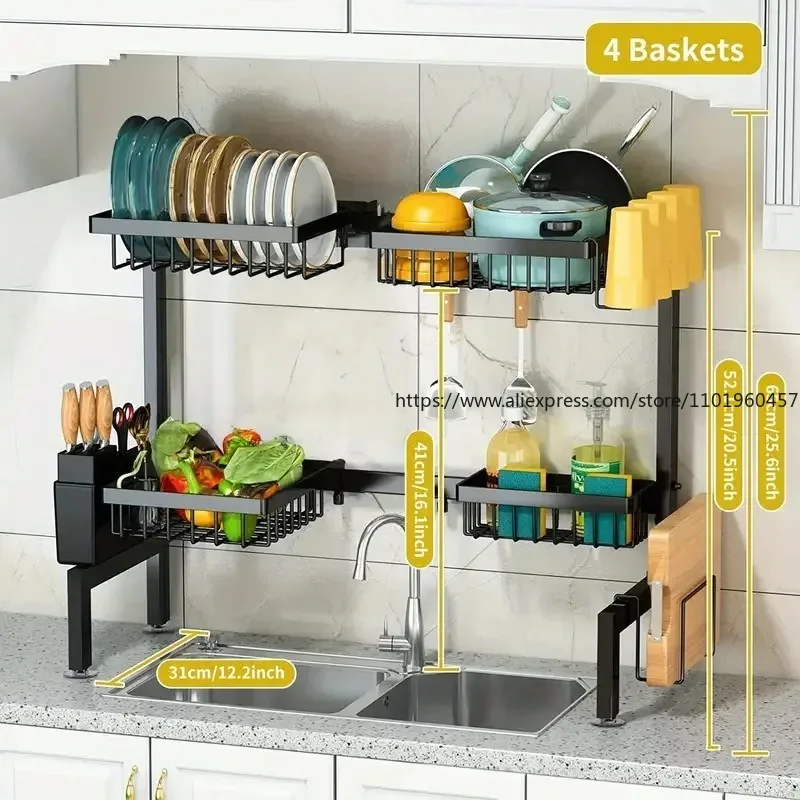 Over The Sink Rack, Fits All Sinks, Adjustable Dish Drying Rack, Dish Drying Rack Above Kitchen Sink, Easy Installation