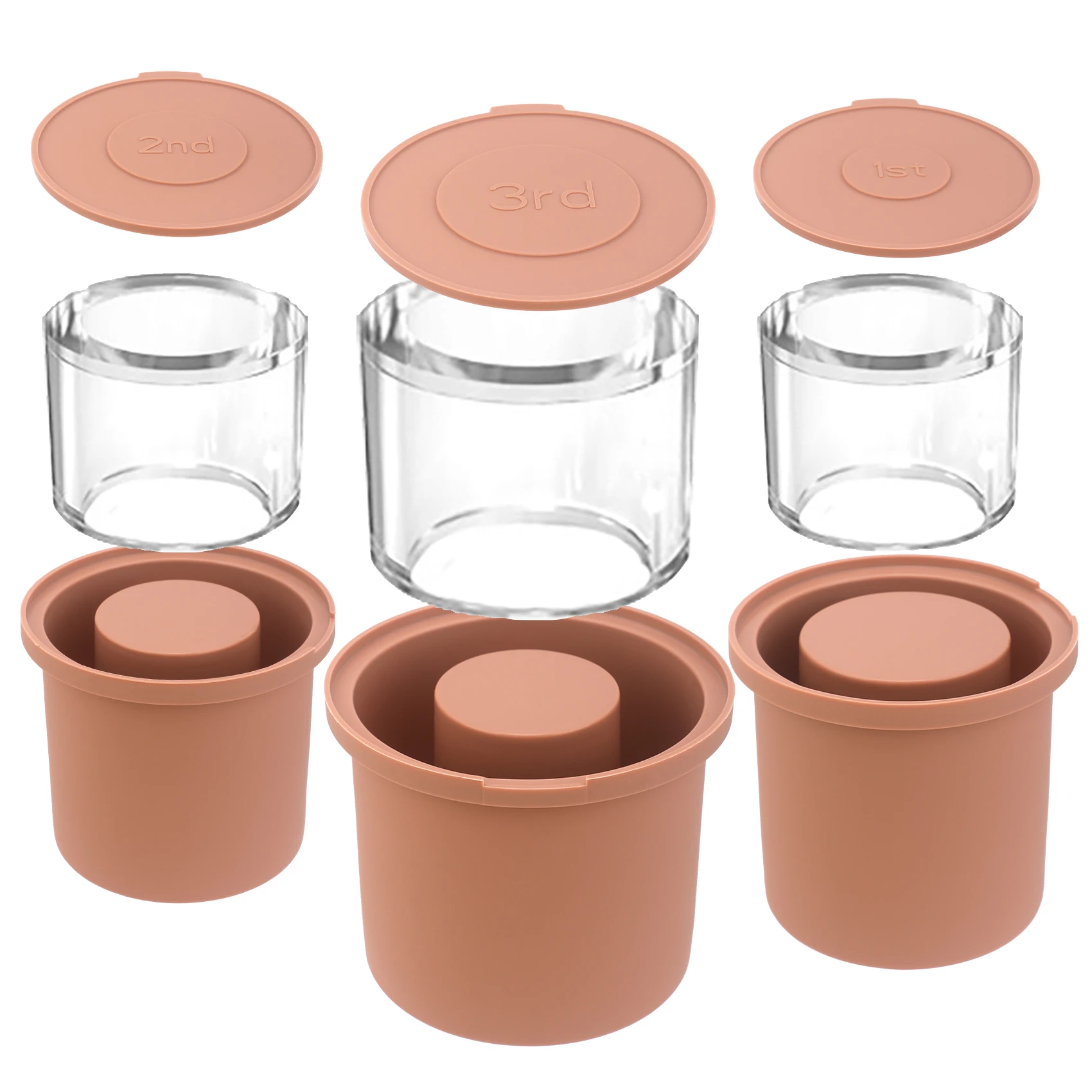Ice Cube Tray for Tumbler, 3 Pcs Silicone Hollow Cylinder Ice Mold with Lid and Bin for Freezer,Compatible with 30-40Oz Tumbler