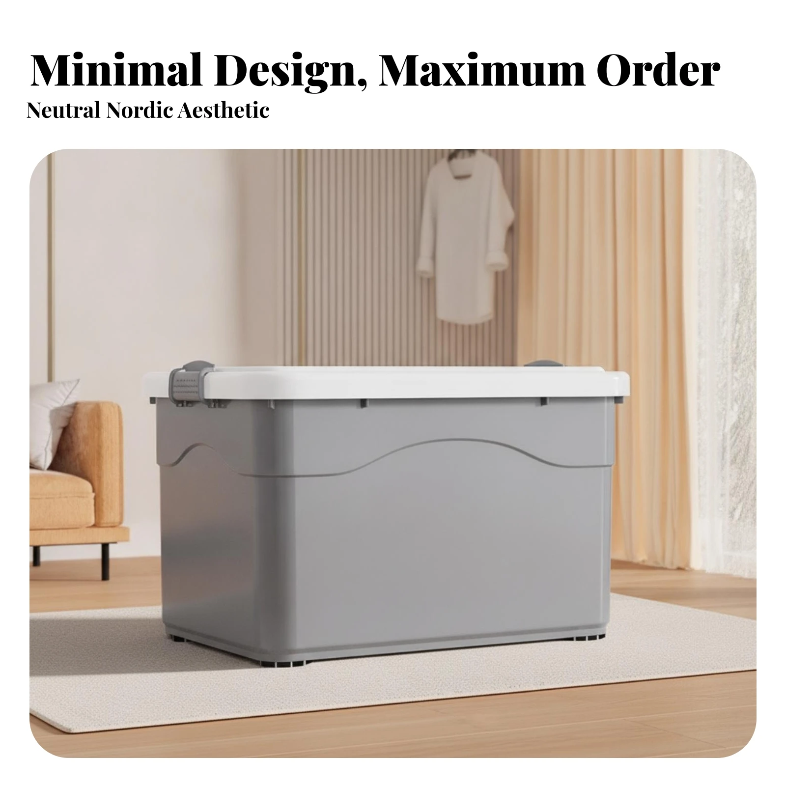 Plastic Storage Box with Wheels Long-Lasting Wheeled Storage Box with Lid Waterproof Dustproof for Students, Closet, Bedroom