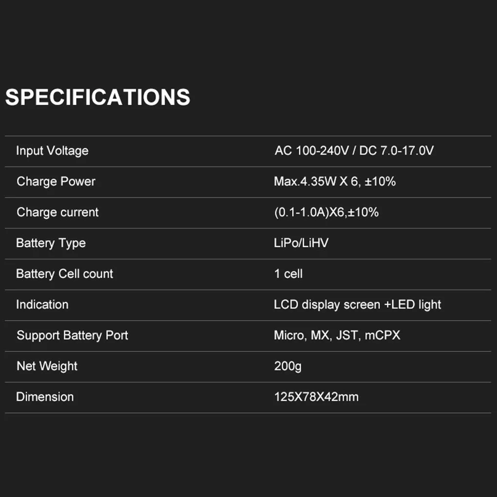 Black Intelligent Control Battery Charger For LiHV Batteries Small And Lightweight Size LiHV Battery