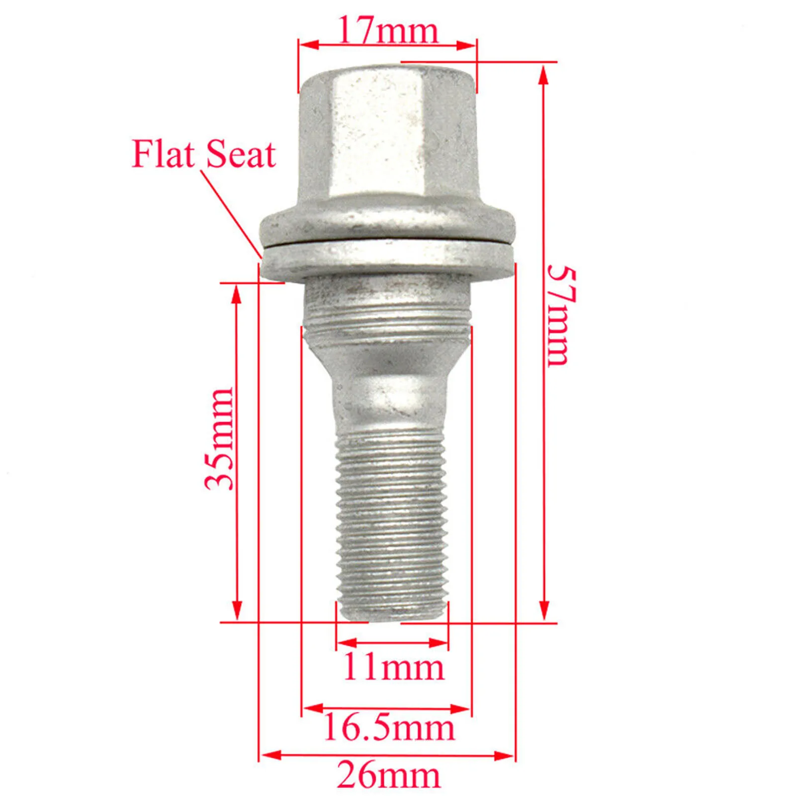 4 Pcs 17mm Hex Wheel Lug Bolts 003549817 Tyre Nuts Studs Replacement for Peugeot 206 207 208 308 407 1007