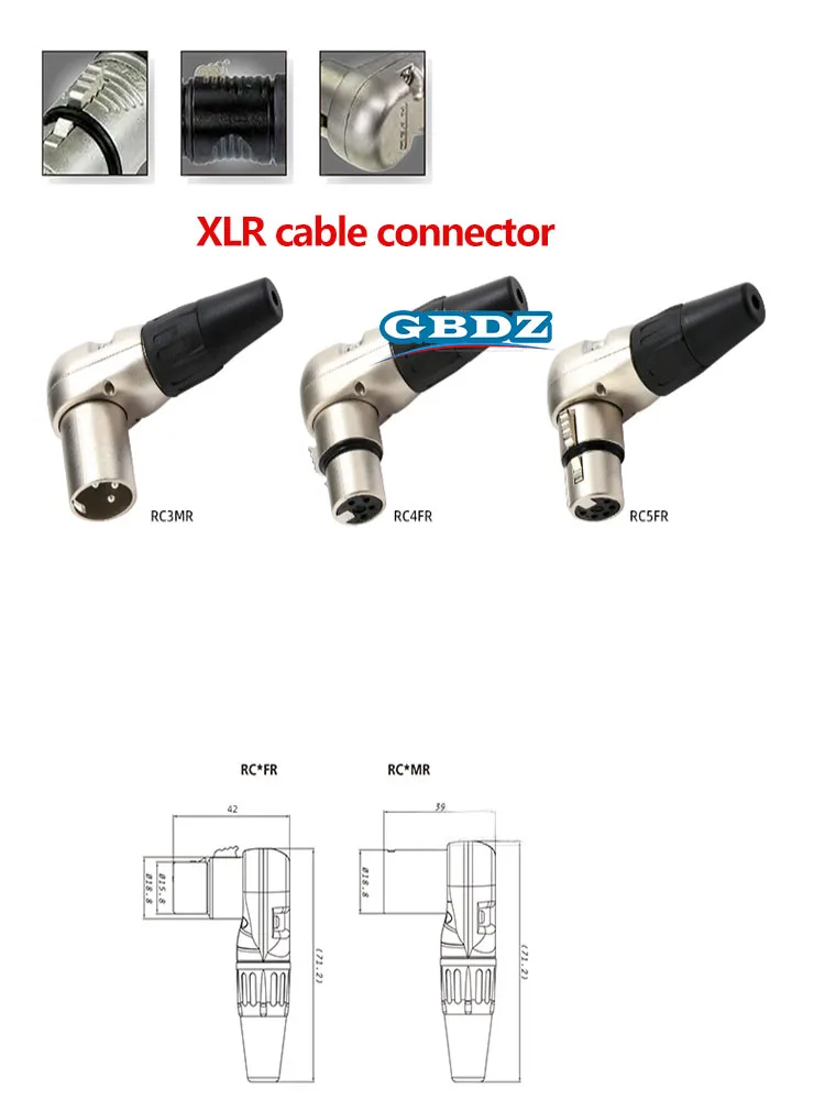 Neutrik RC4MR/RC4FR 4-adriger 90°-Biegeanschluss ° XLR Symmetrischer Stecker R Audio XLR Lötanschluss – Detail 12