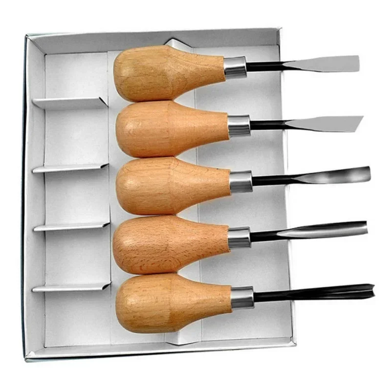 Imagem -02 - Madeira Carving Mão Cinzéis Ferramentas Grupo Carpintaria Gouges Couro Novo 56 Pcs Profissional