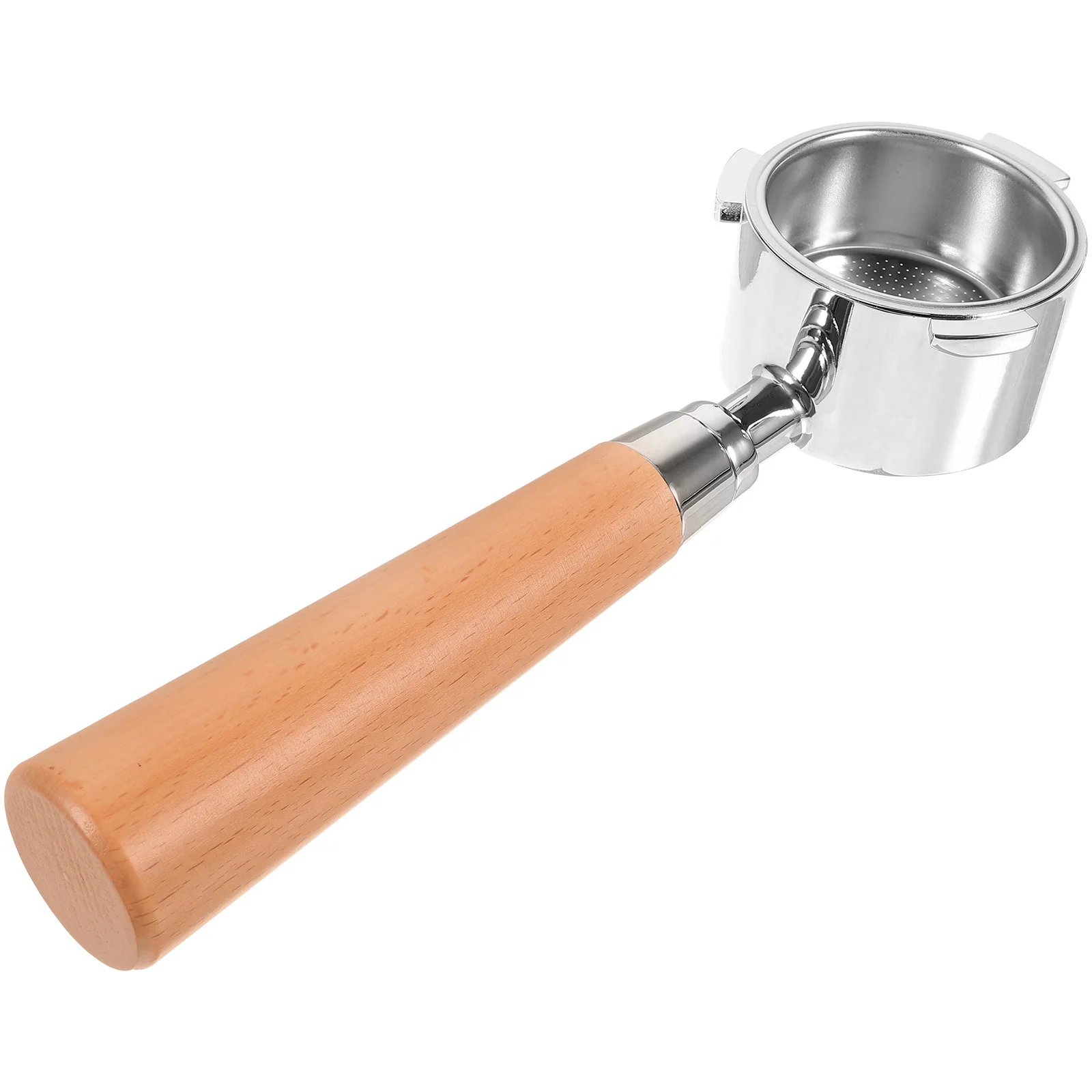 

Espresso Bottomless Portafilter with Ergonomic Wood Handle Heat Resistant Stable Structure Replacement for Old Broken Coffee