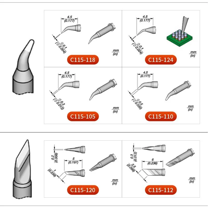 Original JBC C115 Cartridges Soldering Iron Tips High Precision Rework Fit NT115-A Handle Pen Nano NANE/NASE Soldering Station