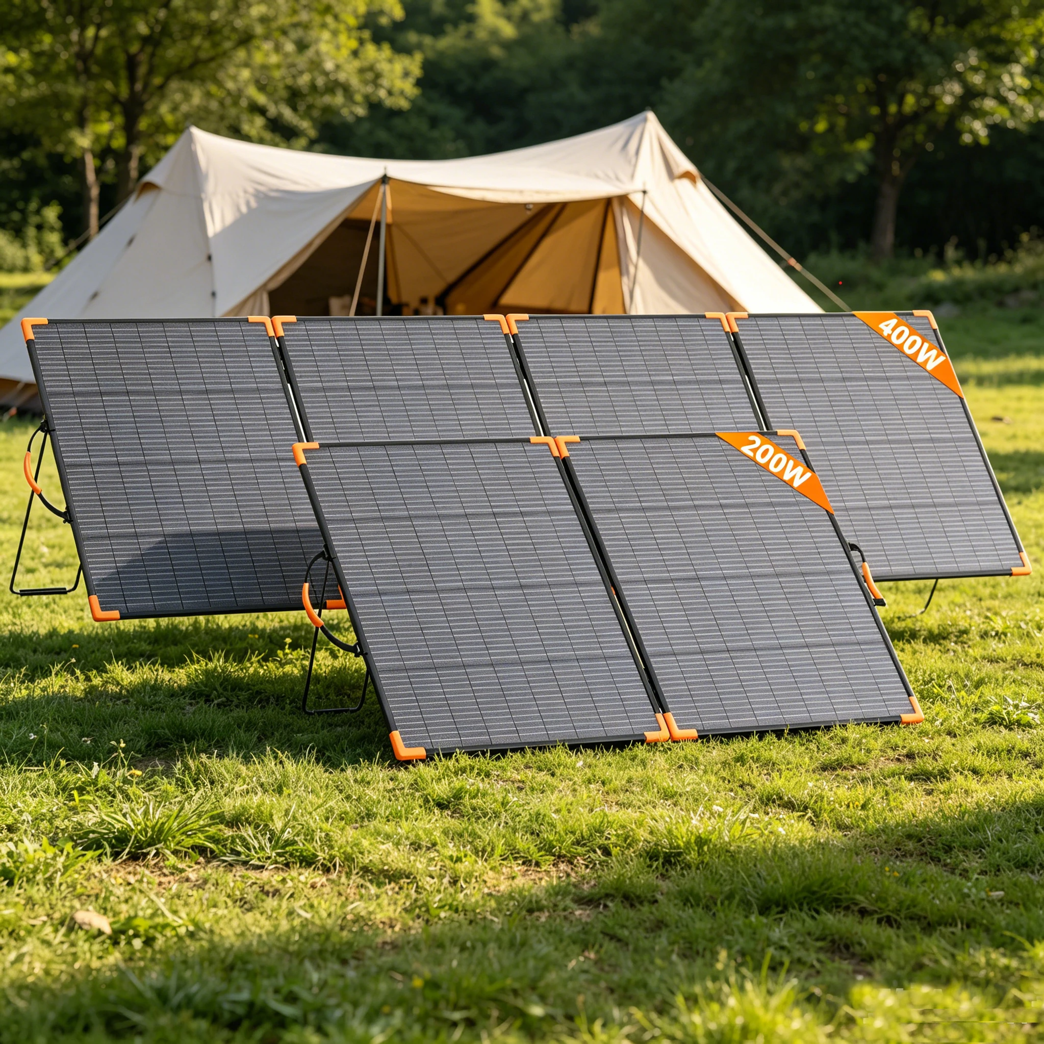 

MHPOWOS 200W/400W Bifacial Solar Panel 20V Foldable Solar Charger Waterproof Solar Generator Camping RV Emergency Supply