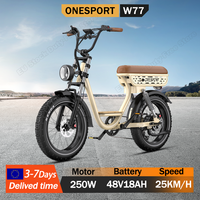 ONESPORT W77 Electric Bike 250W Motor 48V 18Ah Removable Battery Electric Bicycle 20 Inch Fat Tire Hydraulic Brake Adult E-bike
