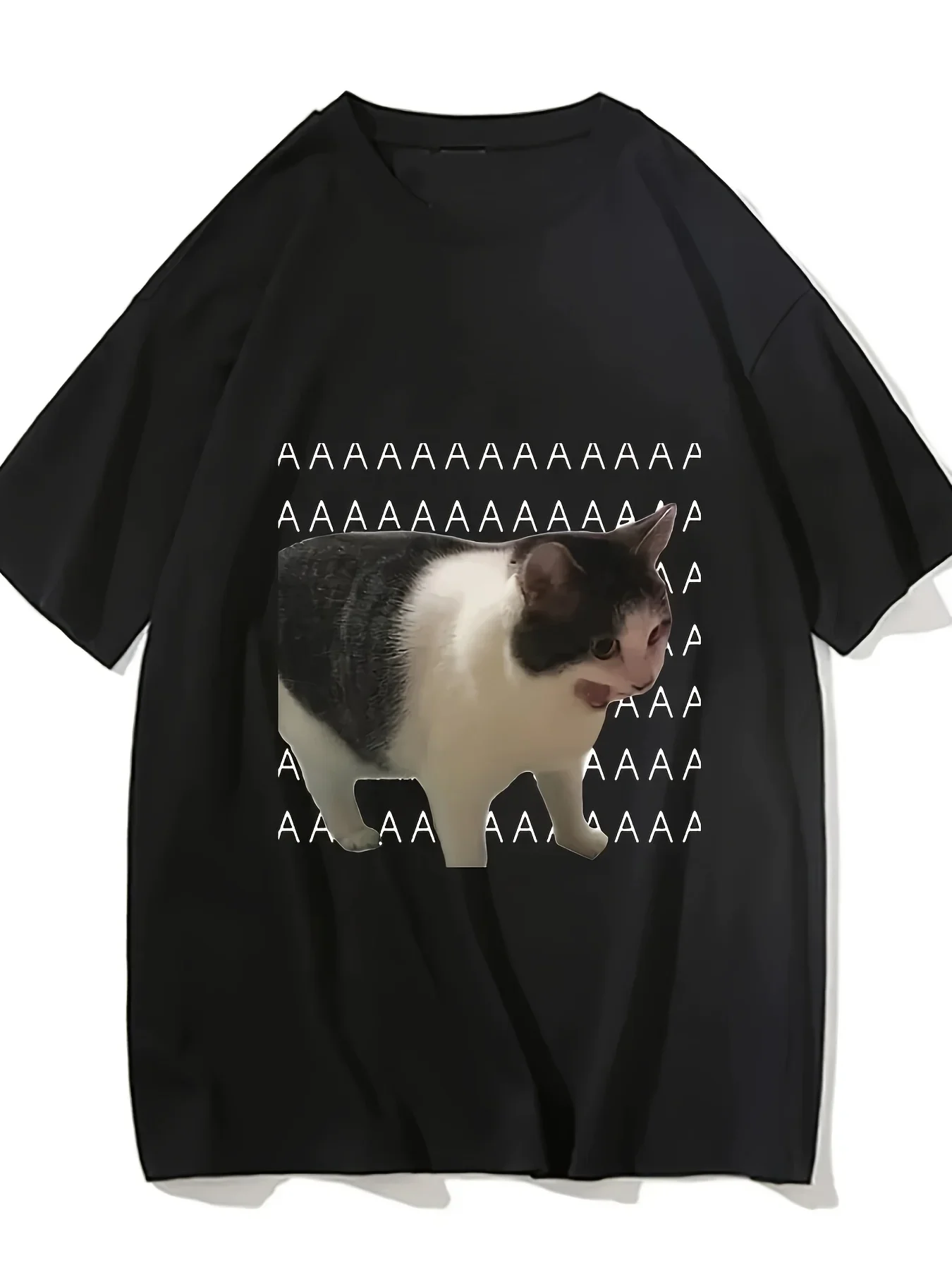 Funny Screaming Cat Meme T‑Shirt, Harajuku Y2K Graphic Tee, Unisex Casual Short Sleeve Top, Street Gothic Clothes for Men Women