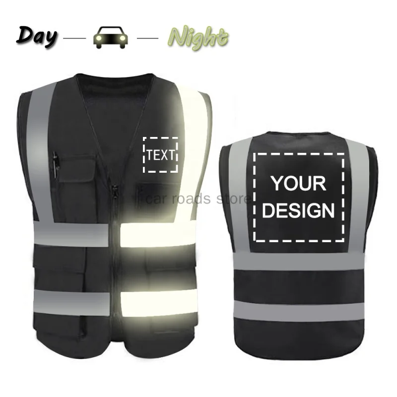 Custom High Visibility Unisex Reflective Vest Two Tone Security Officer Safety Vest Fire Design Workwear