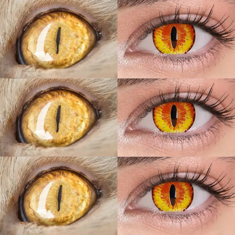 Bio-essence lentes de contacto para ojos de Halloween, lentes de ojo de gato, accesorios de Anime, lentes de ojo de serpiente, lentes de lagarto, 1 par
